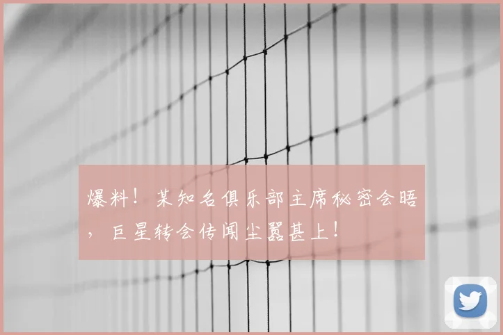 爆料！某知名俱乐部主席秘密会晤，巨星转会传闻尘嚣甚上！